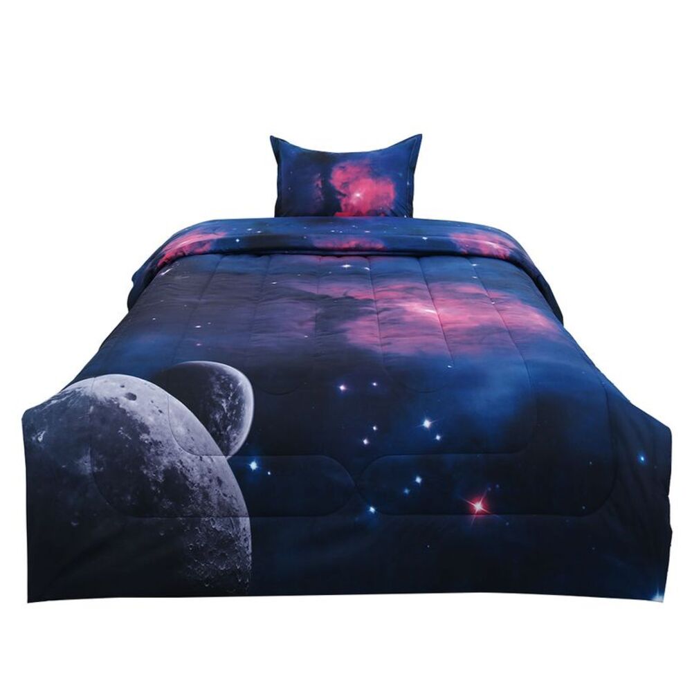 Twin Comforter Set Galaxies Themed Bedding Quilt Comforter with 1 Pillow Case